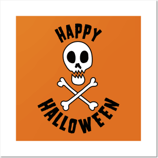 Happy Halloween Skull and Crossbones Posters and Art